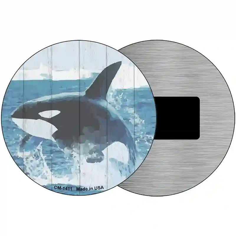 Whale Out of Water Novelty Metal Circular Sign 3.5" (CM)