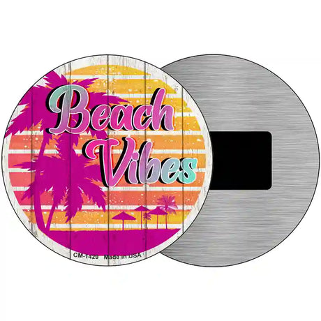 Beach Vibes Palm Novelty Metal Circular Sign 3.5" (CM)