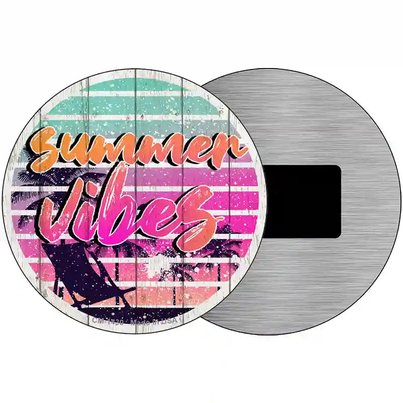 Summer Vibes Novelty Metal Circular Sign 3.5" (CM)