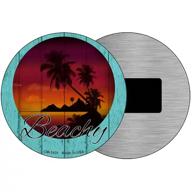 Beachy Sunset Novelty Metal Circular Sign 3.5" (CM)