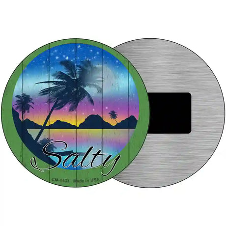 Salty Beach Scene Novelty Metal Circular Sign 3.5" (CM)