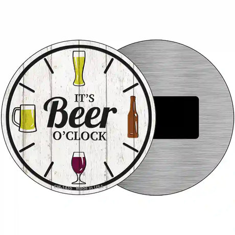 Beer Oclock Novelty Metal Circular Sign 3.5" (CM)