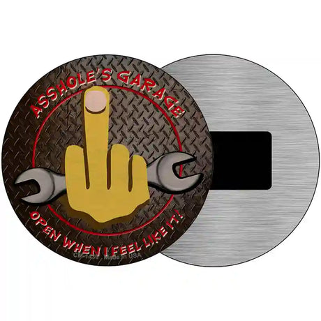 Flip Off Wrench Novelty Metal Circular Sign 3.5" (CM)