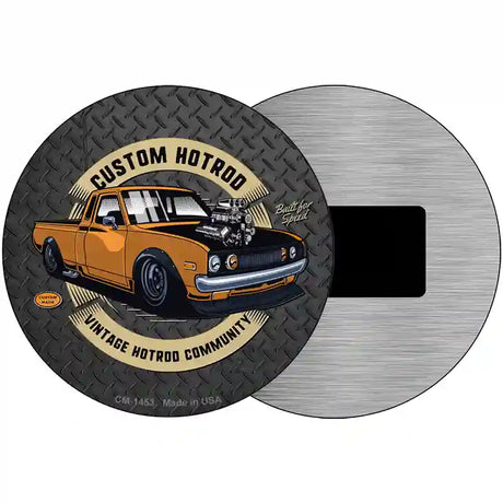 Custom Orange Hotrod Novelty Metal Circular Sign 3.5" (CM)