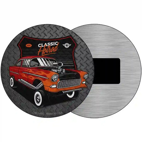 Lifted Orange Hotrod Novelty Metal Circular Sign 3.5" (CM)