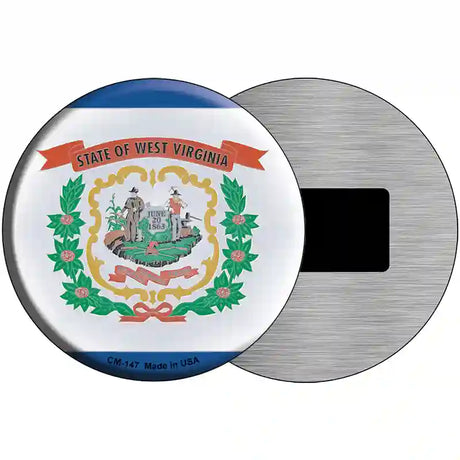 West Virginia State Flag Metal Circular Sign 3.5" (CM)