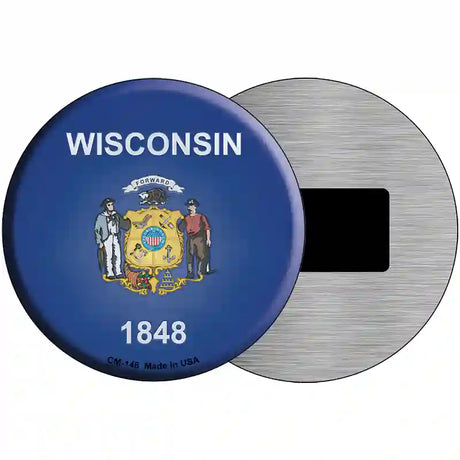 Wisconsin State Flag Metal Circular Sign 3.5" (CM)