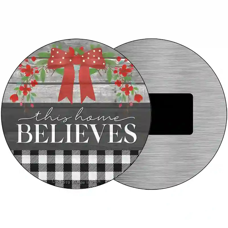 This Home Believes Plaid Novelty Metal Circle Sign 3.5" (CM)