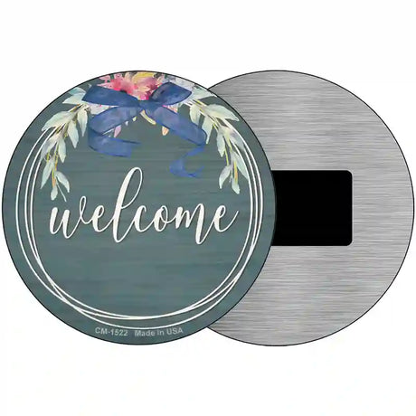 Welcome Wreath Novelty Metal Circle Sign 3.5" (CM)