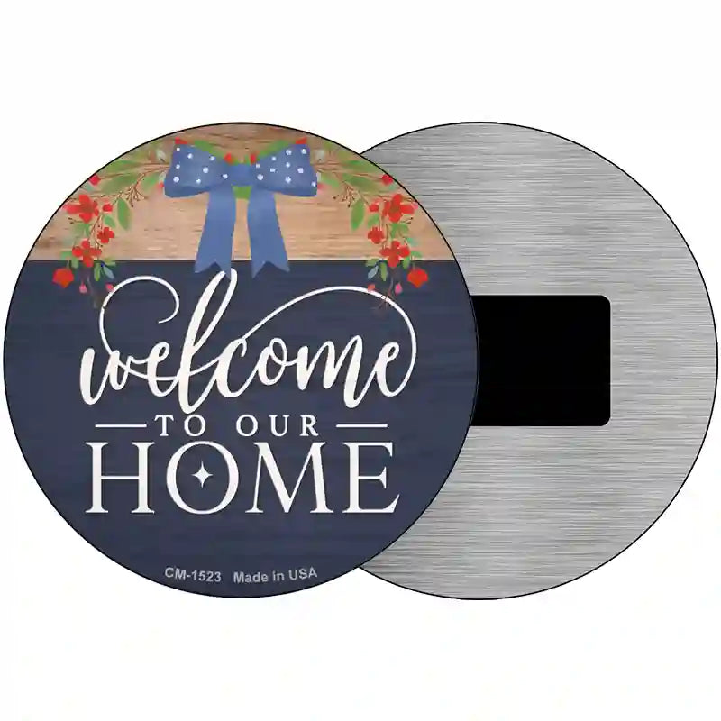 Our Home Bow Novelty Metal Circle Sign 3.5" (CM)