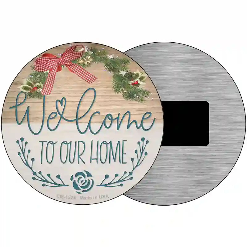 Our Home Wreath Novelty Metal Circle Sign 3.5" (CM)