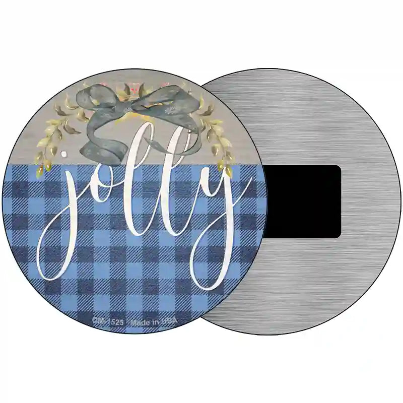 Jolly Blue Plaid Novelty Metal Circle Sign 3.5" (CM)