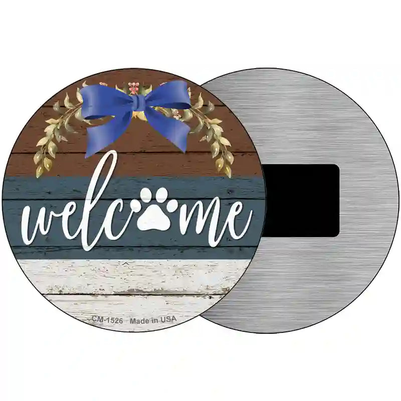 Welcome Paw Wreath Novelty Metal Circle Sign 3.5" (CM)