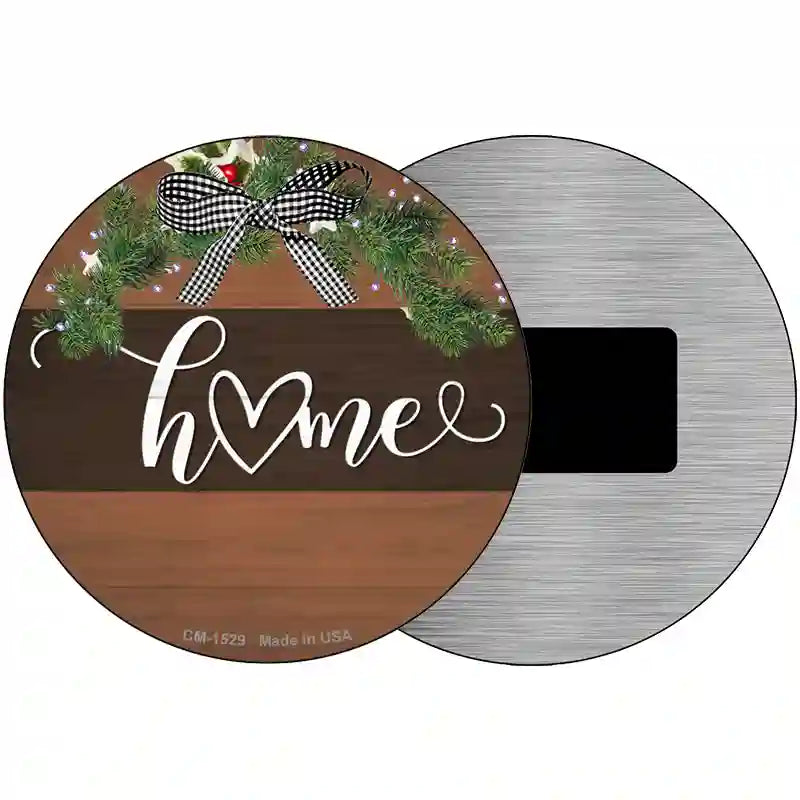 Home Bow Wreath Novelty Metal Circle Sign 3.5" (CM)