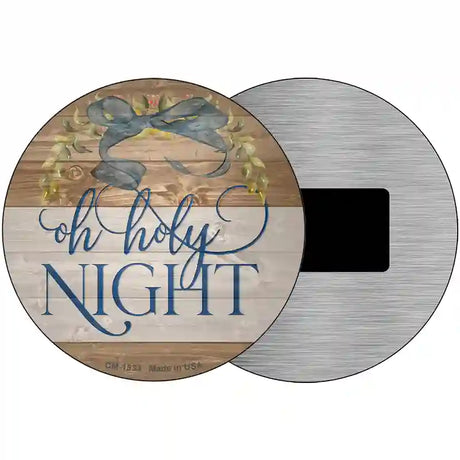 Oh Holy Night Bow Wreath Novelty Metal Circle Sign 3.5" (CM)