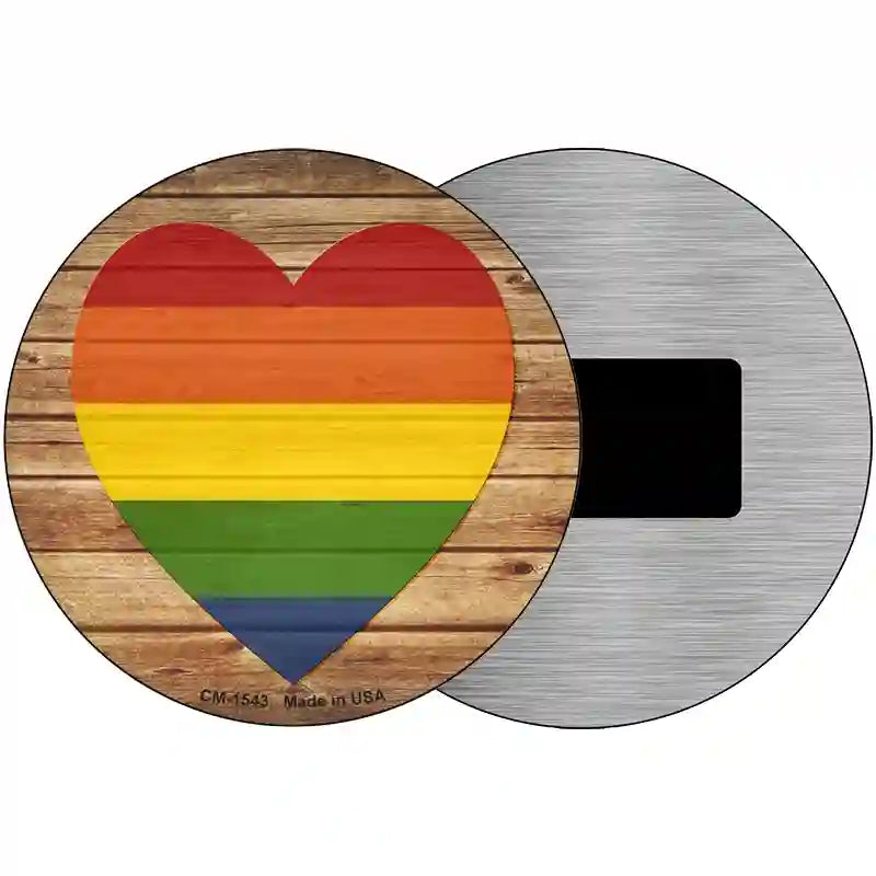 Heart Rainbow Novelty Metal Circle Sign 3.5" (CM)