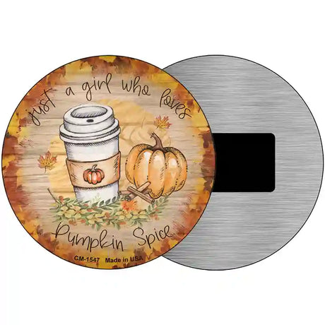 Pumpkin and Latte Novelty Metal Circle Sign 3.5" (CM)