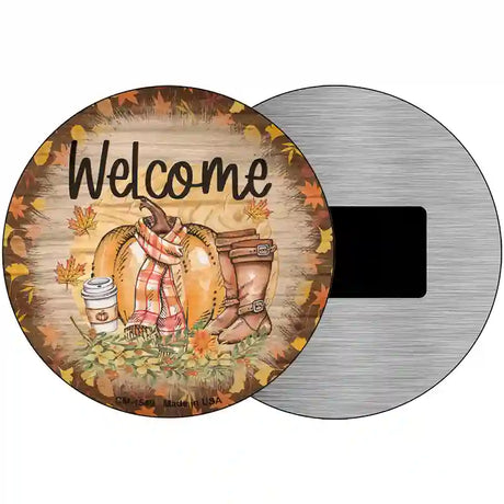 Welcome Pumpkin Novelty Metal Circle Sign 3.5" (CM)