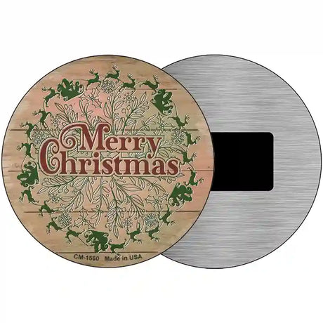 Merry Christmas with Santa Novelty Metal Circle Sign 3.5" (CM)