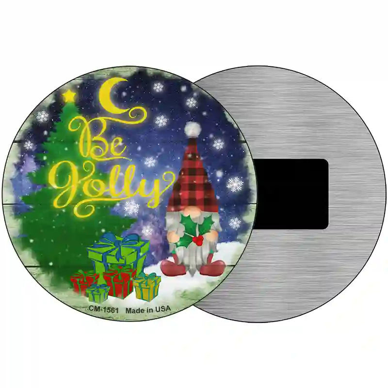 Be Jolly Gnome Novelty Metal Circle Sign 3.5" (CM)