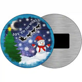 Joy to the World Snowman Novelty Metal Circle Sign 3.5" (CM)