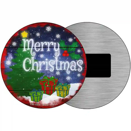 Merry Christmas with Presents Novelty Metal Circle Sign 3.5" (CM)