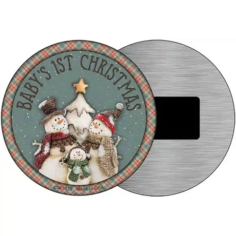 Babys First Christmas Novelty Metal Circle Sign 3.5" (CM)