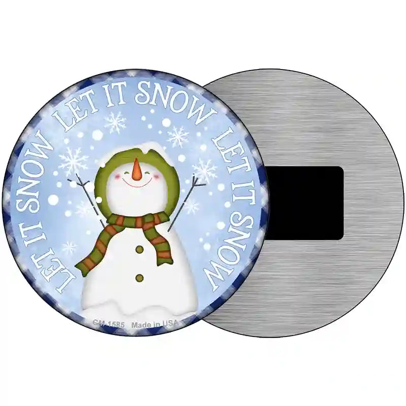 Let It Snow Snowman Novelty Metal Circle Sign 3.5" (CM)