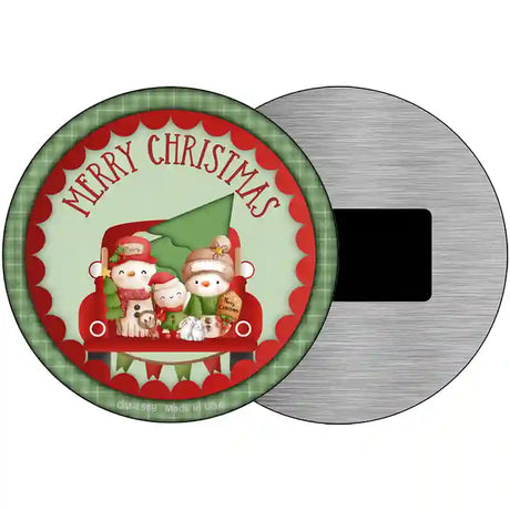 Merry Christmas Family Novelty Metal Circle Sign 3.5" (CM)