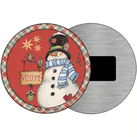 Welcome Snowman Novelty Metal Circle Sign 3.5" (CM)