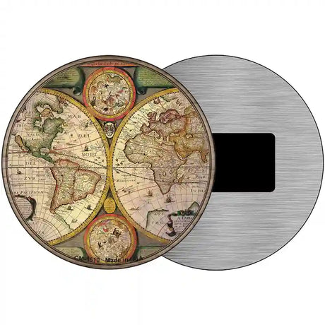 World Hemispheres Map Novelty Metal Circle Sign 3.5" (CM)