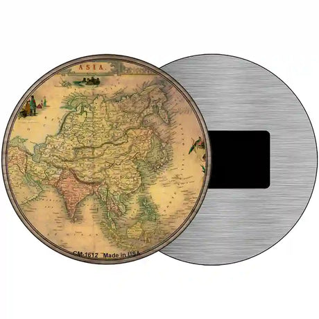 Asia Map Novelty Metal Circle Sign 3.5" (CM)