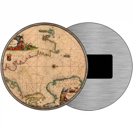 North Sea Map Novelty Metal Circle Sign 3.5" (CM)