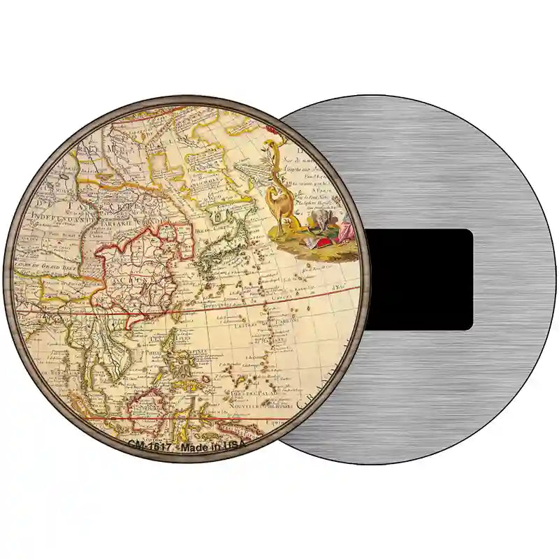 East Asia Map Novelty Metal Circle Sign 3.5" (CM)