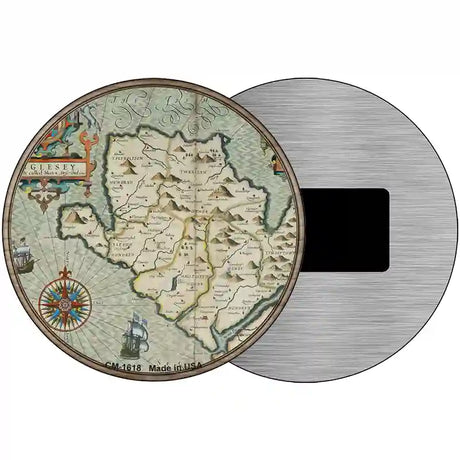 Isle of Anglesey Map Novelty Metal Circle Sign 3.5" (CM)