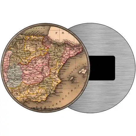 Spain Map Novelty Metal Circle Sign 3.5" (CM)