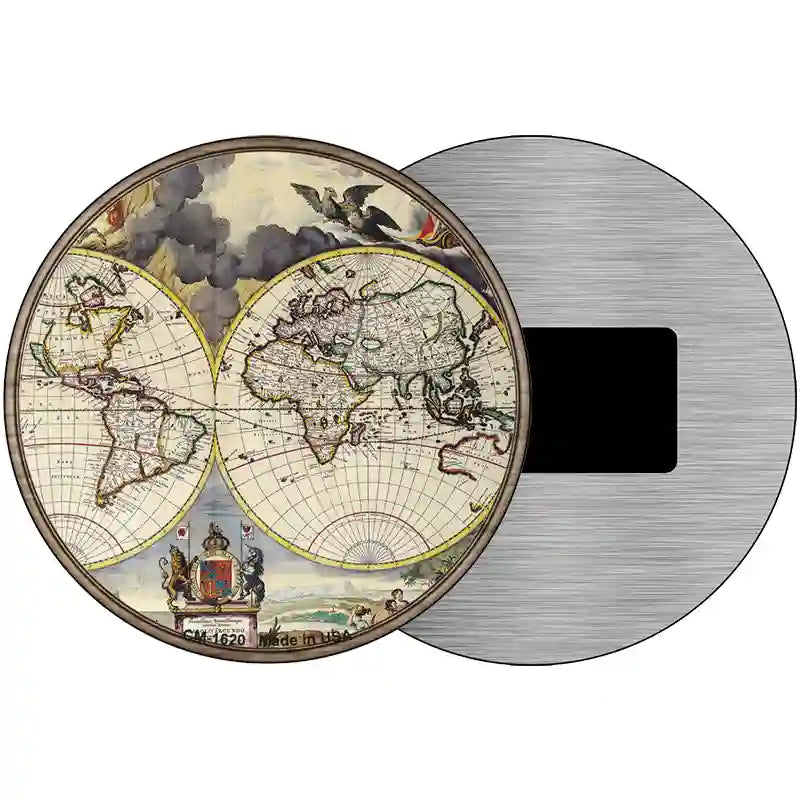 World Map Novelty Metal Circle Sign 3.5" (CM)