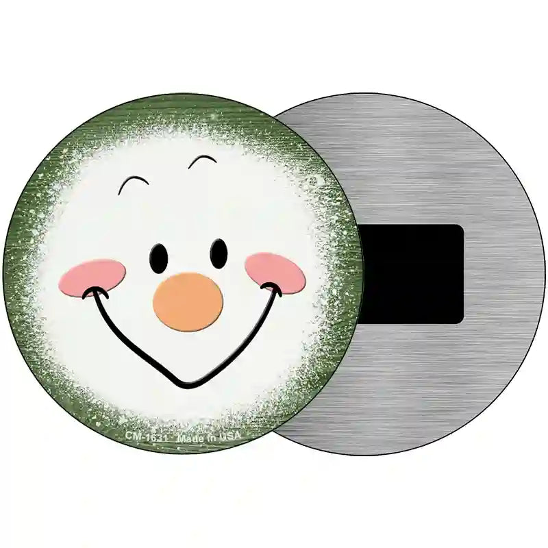 Dark Green Snowman Face Novelty Metal Circle Sign 3.5" (CM)