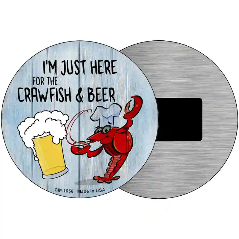 Crawfish and Beer Novelty Metal Circle Sign 3.5" (CM)