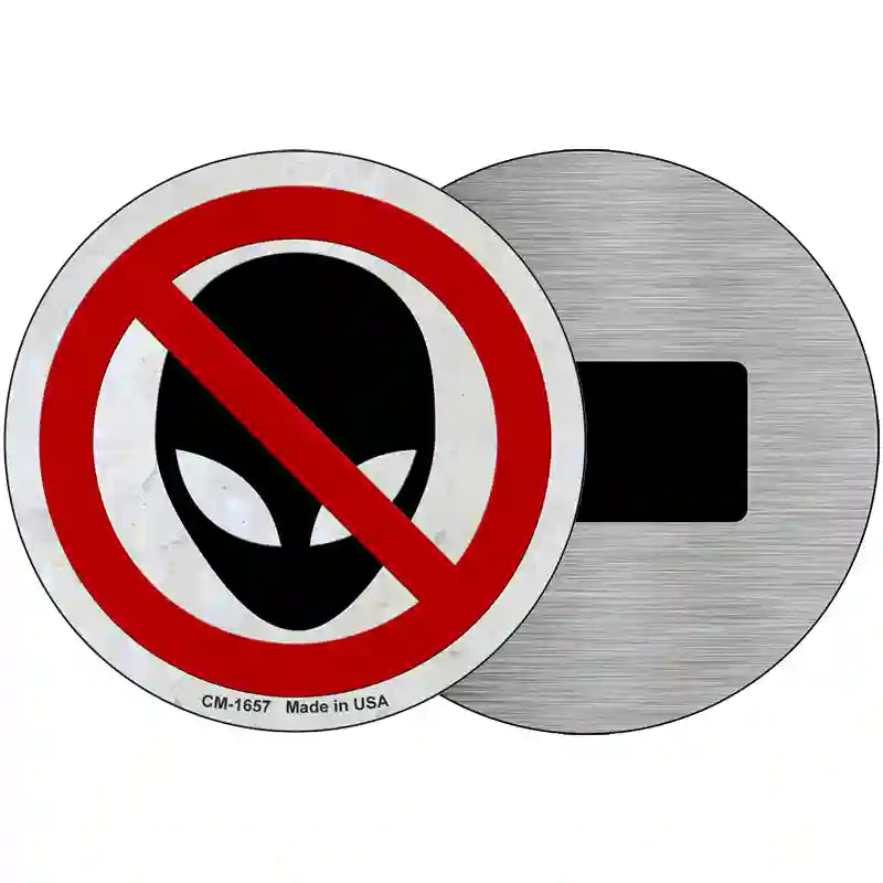 No Aliens Novelty Metal Circle Sign 3.5" (CM)