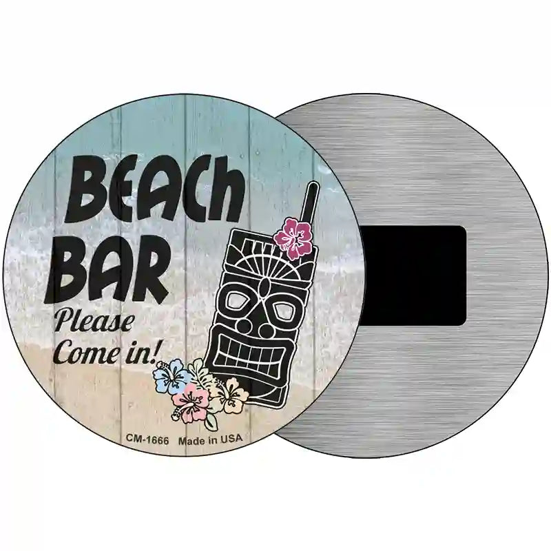 Beach Bar Tiki Novelty Metal Circular Sign 3.5" (CM)