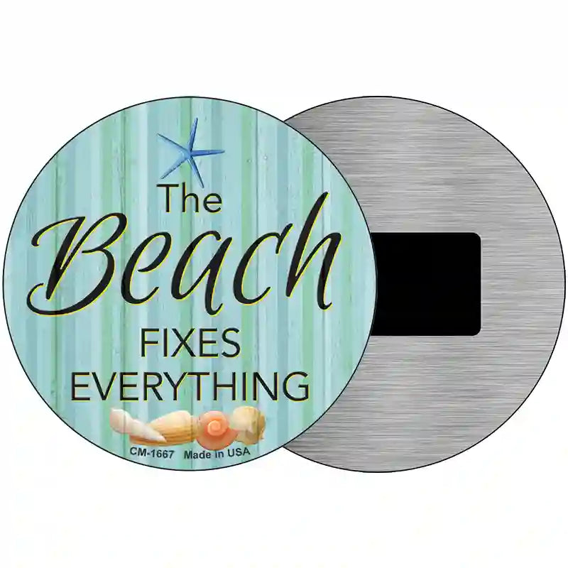 Beach Fixes Everything Novelty Metal Circular Sign 3.5" (CM)