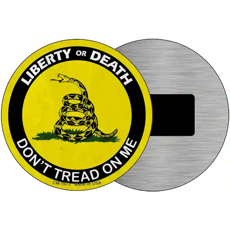 Liberty Or Death Gadsden Novelty Metal Circular Sign 3.5" (CM)