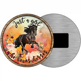 Just A Girl Loves Horses Orange Novelty Metal Circle Sign 3.5" (CM)