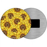 Sunflowers Filled Novelty Metal Circle Sign 3.5" (CM)