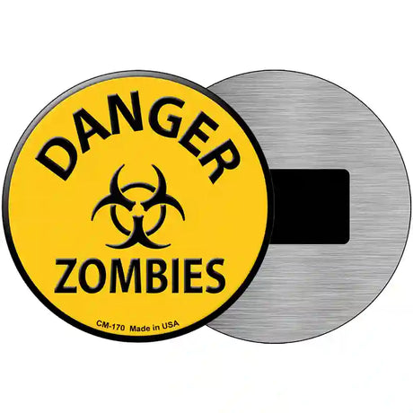 Danger Zombies Metal Circular Sign 3.5" (CM)