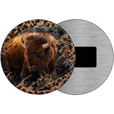 Bison Dark Animal Print Novelty Metal Circle Sign 3.5" (CM)