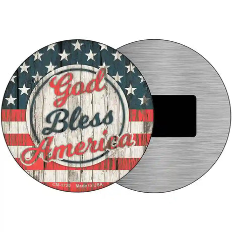 God Bless America Script Novelty Metal Circle Sign 3.5" (CM)