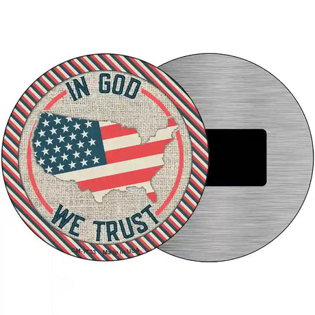 In God We Trust USA Stripes Novelty Metal Circle Sign 3.5" (CM)