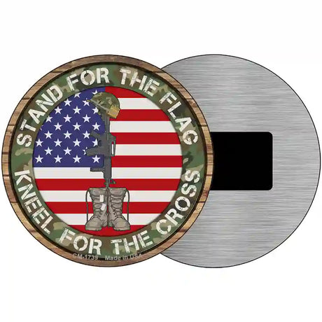 Camo Stand For Flag Novelty Metal Circle Sign 3.5" (CM)